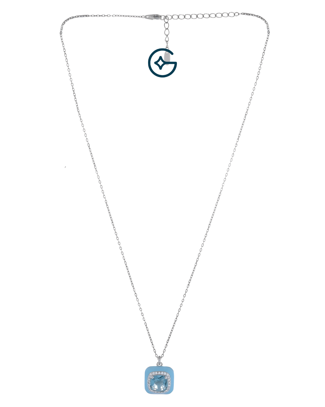 Blue Enamel 925 Sterling Silver Diamond Necklace For Women