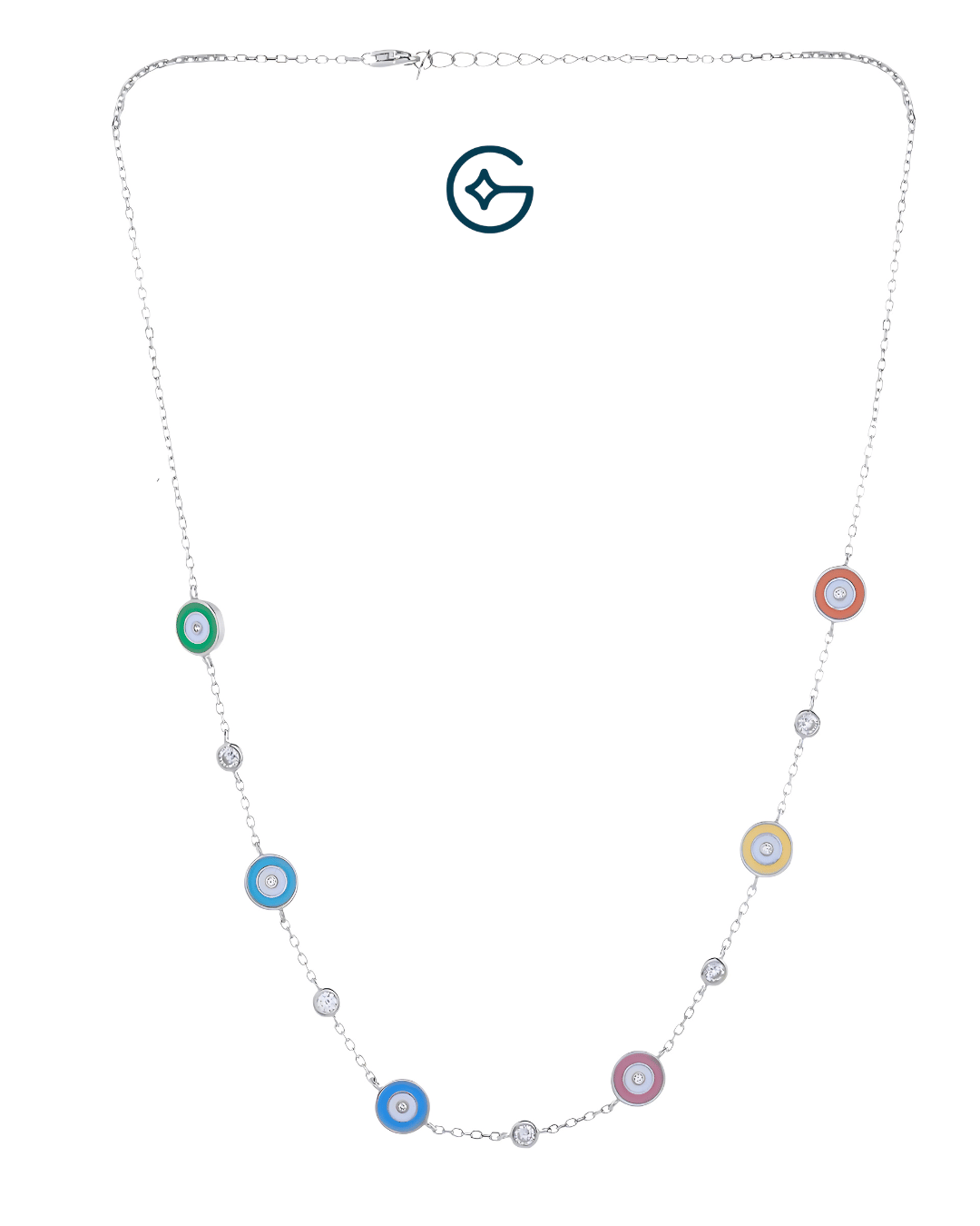 925 Silver Enamel And Cubic Zirconia Necklace For Women