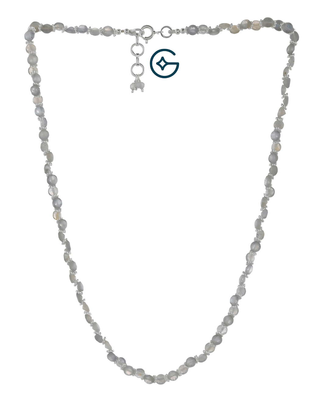 Grey Labradorite Gemstone Necklace In 925 Sterling Silver