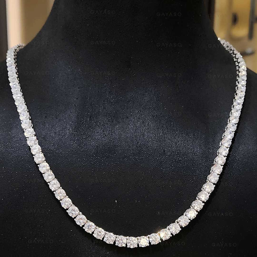 Aaa+ Cubic Zirconia 925 Silver Tennis Necklace For Women