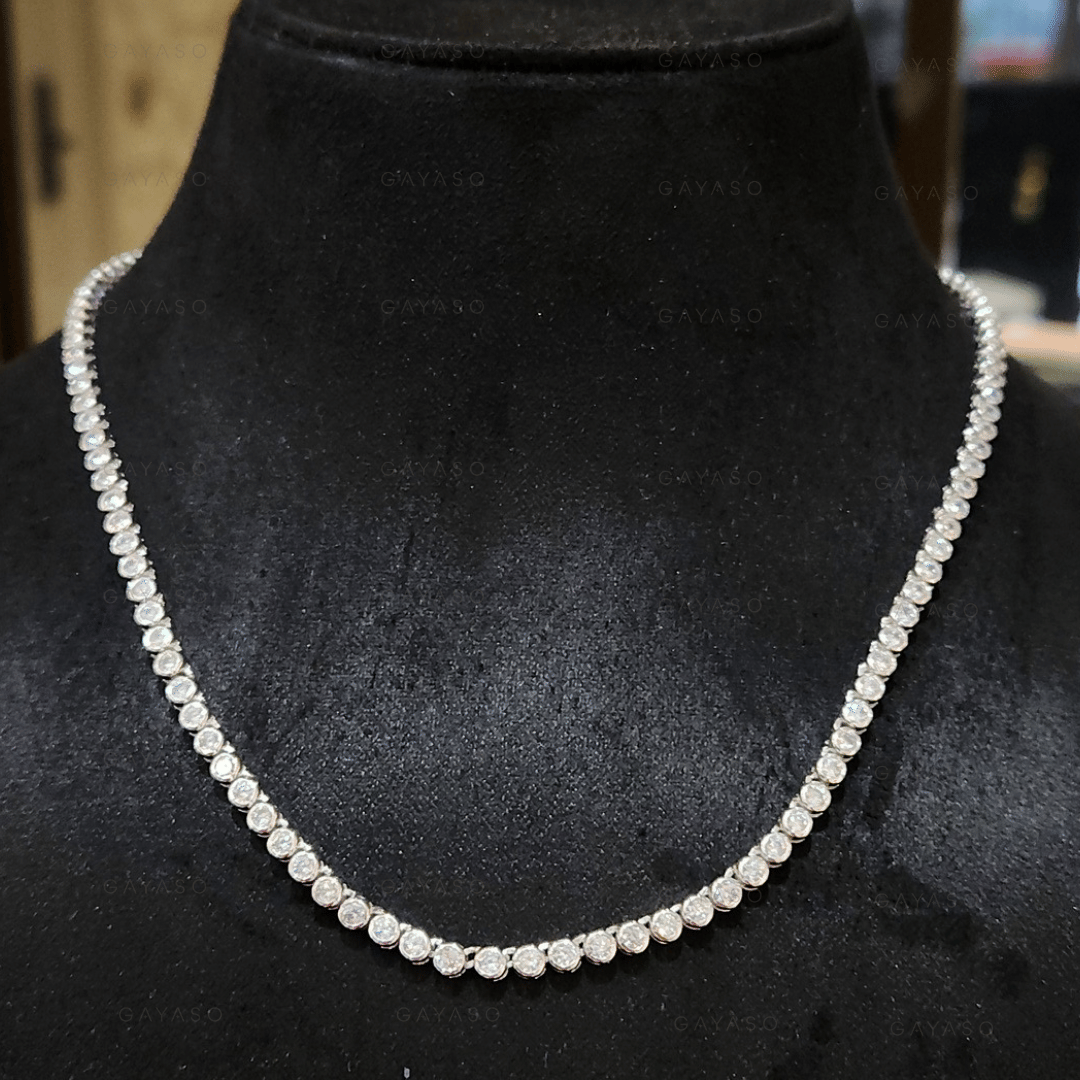 925 Silver Cubic Zirconia Tennis Necklace For Women