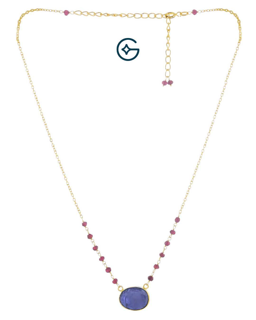 Blue Kyanite Gemstone Necklace In 925 Sterling Silver