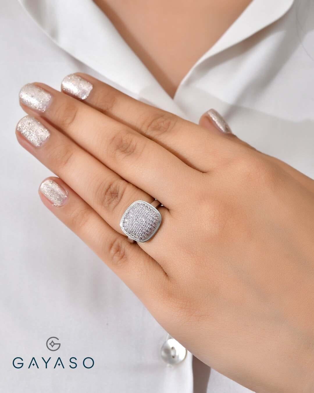 Pink Cubic Zirconia Statement Ring For Women