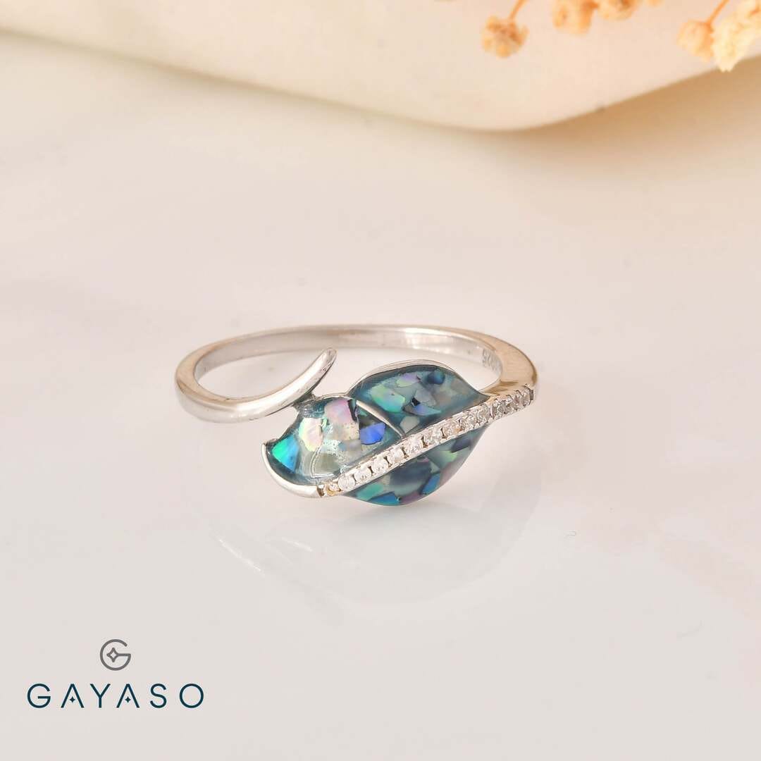 Blue Synthetic Stone Silver Ring For Women